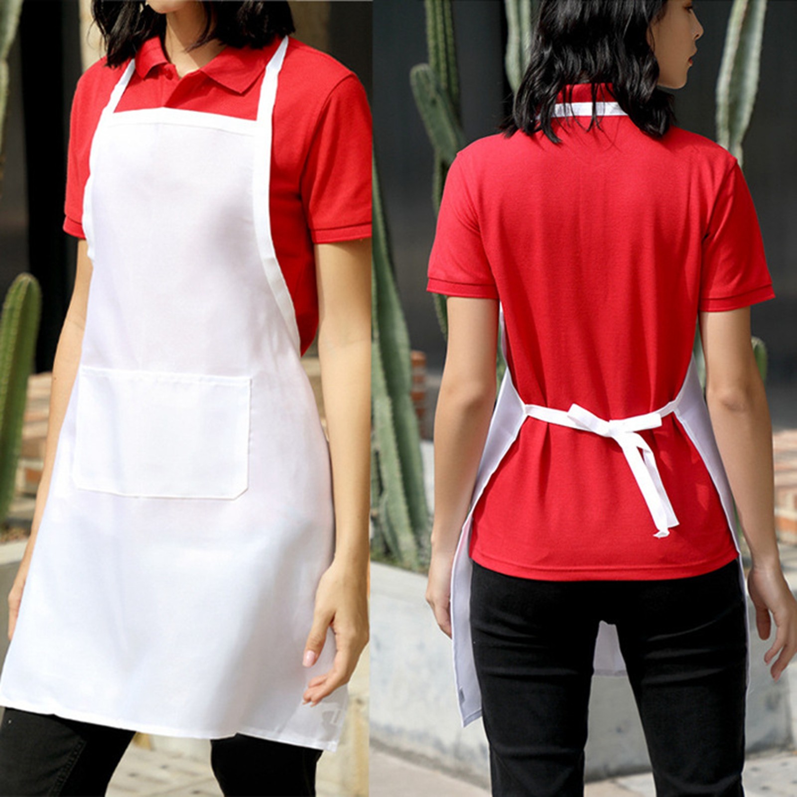 Camping Cooking Apron - 1/3pcs White Kitchen Aprons for Woman