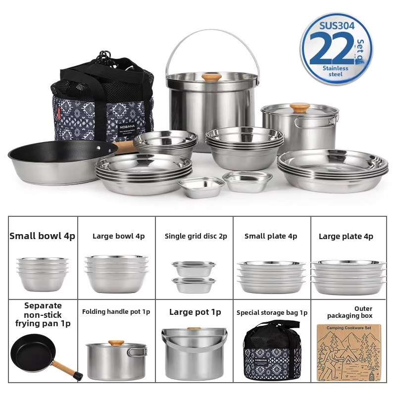 Camping Cooking Cylinder - NOBANA Newest Outdoor Stainless Steel Pot