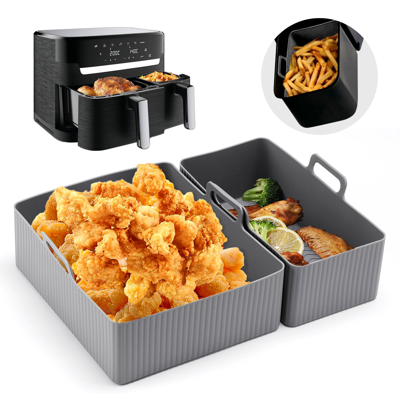 Camping Cooking Mat - 2pcs Set Silicone Air Fryer Mat