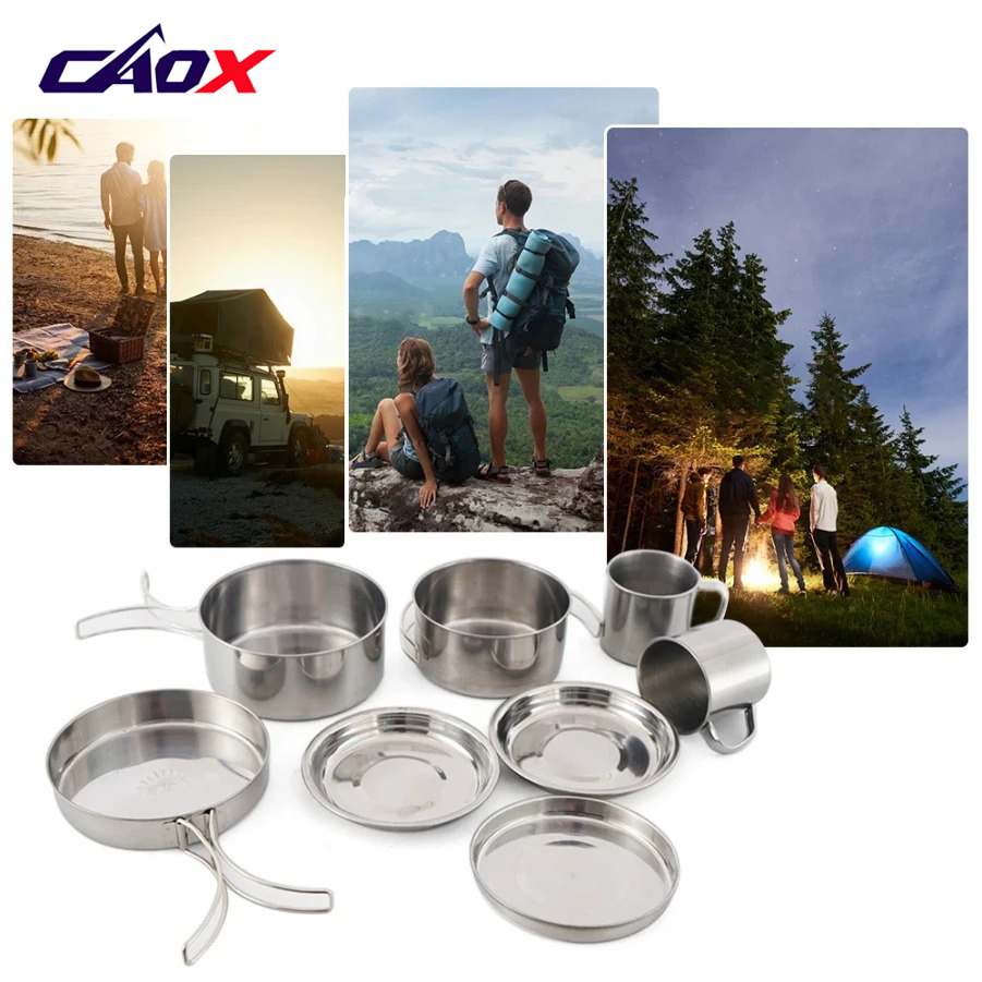 CAOX 8pcs/Set Camping Cookware - Camping Cooking Set Large 评论和价格
