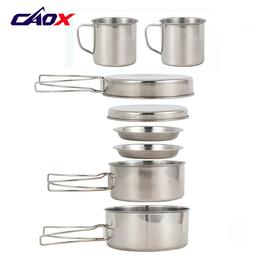 CAOX 8pcs/Set Camping Cookware - Camping Cooking Set Large 评论和价格