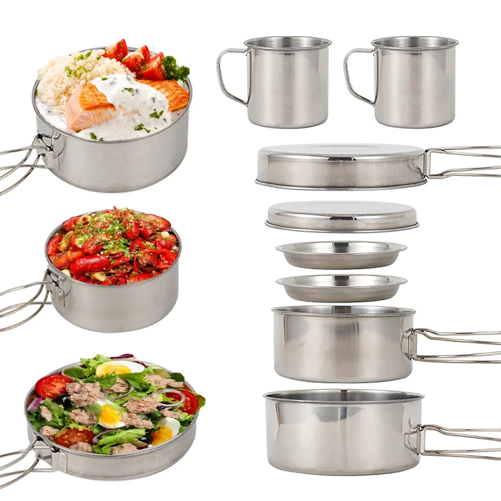 8pcs/Set Camping Cookware Mess - Camping Cooking Essentials 评论和价格
