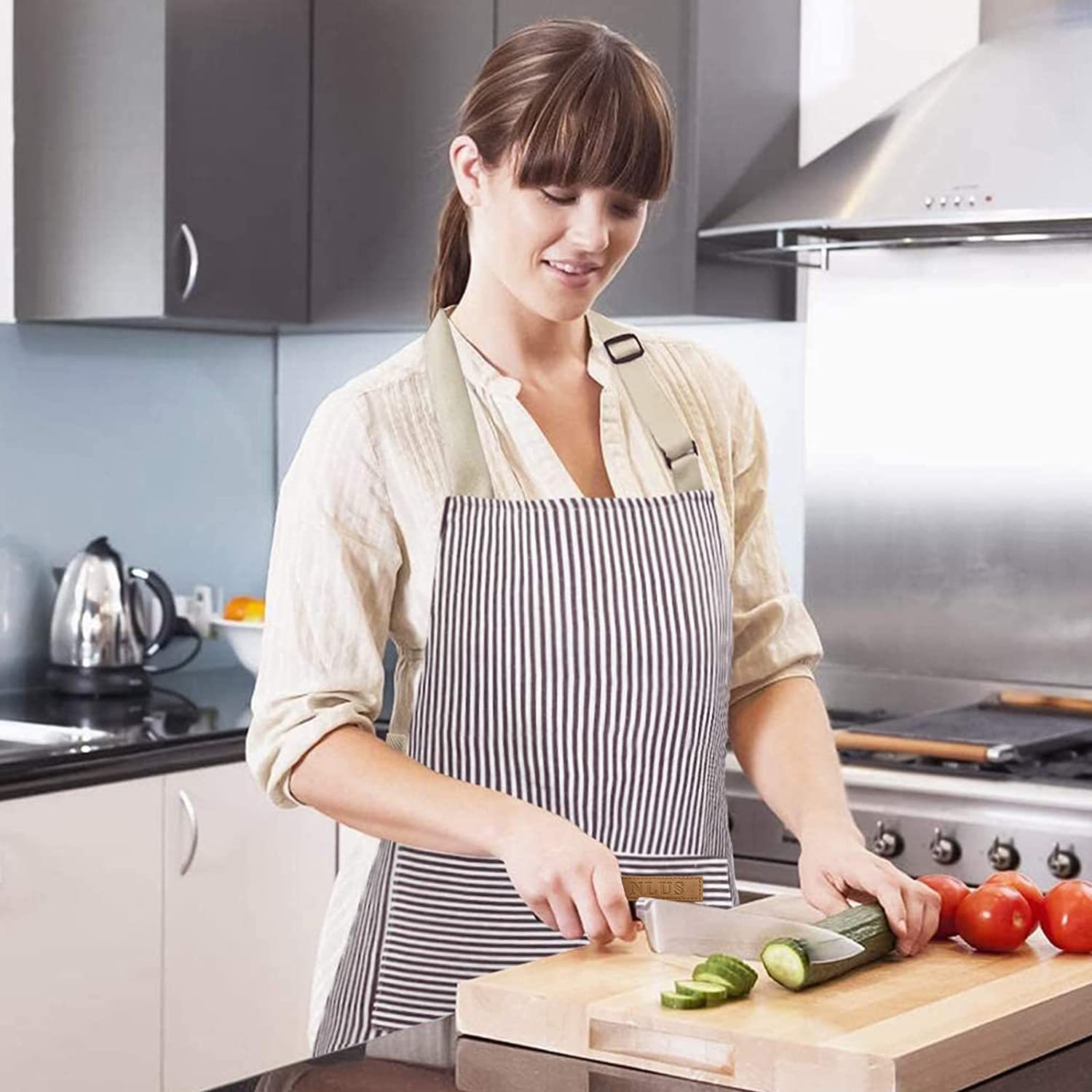 Black White Striped Kitchen Ap - Camping Cooking Apron 评论和价格