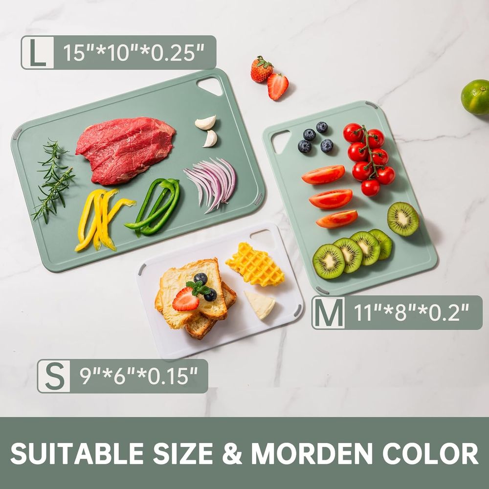 Plastic Cutting Board Set of 3 - Camping Cooking Set Large 评论和价格