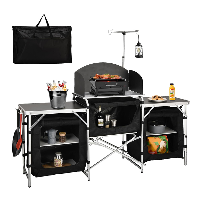 Custom Versatile 3 Cabinets Re - Camping Cooking Table With Windshield 评论和价格