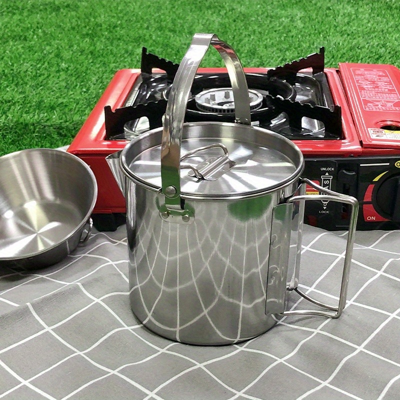 1PC Compact and Portable 1.2L  - Camping Cooking Set Stainless Steel 评论和价格