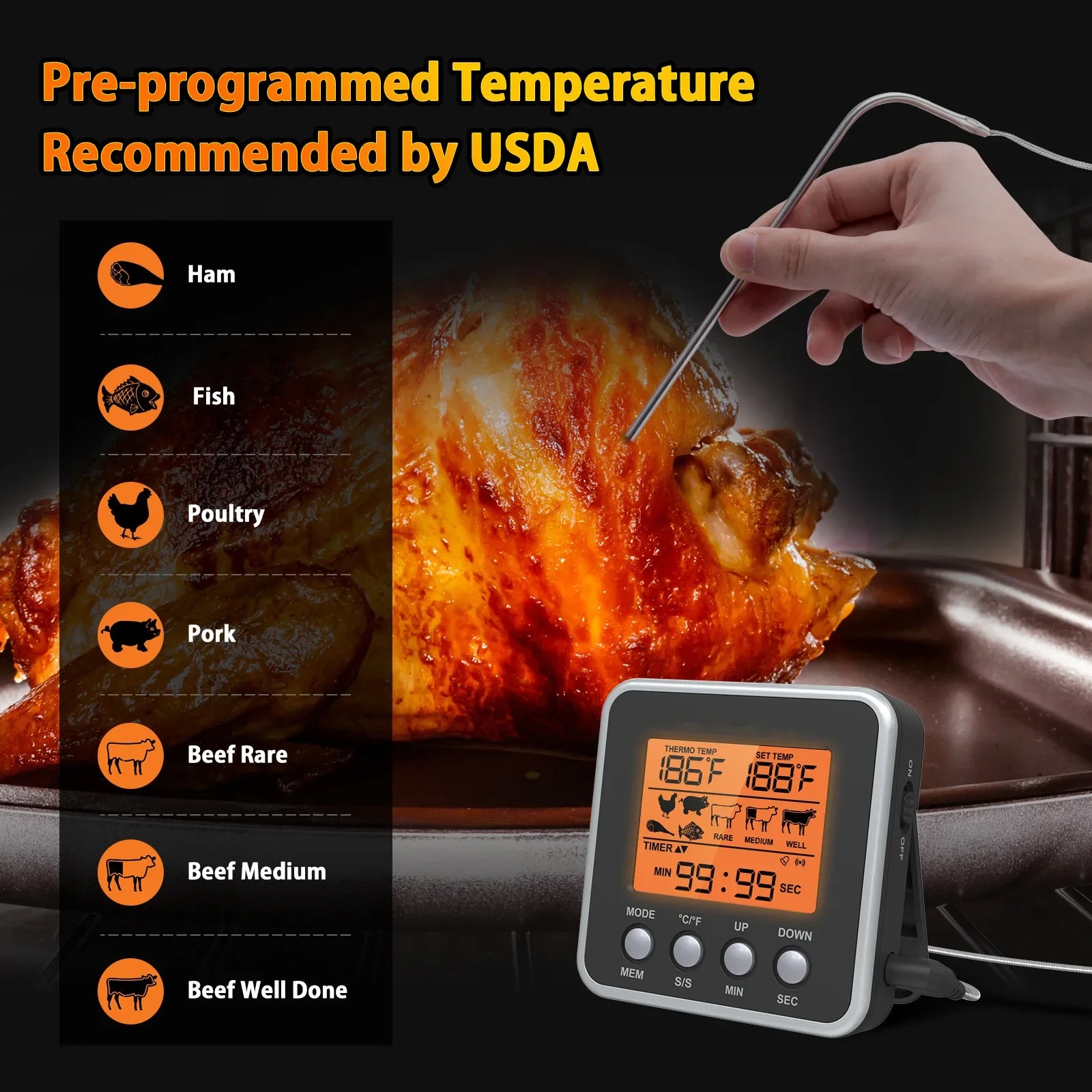 LCD Digital Meat Thermometer M - Meat Thermometer Camp 评论和价格