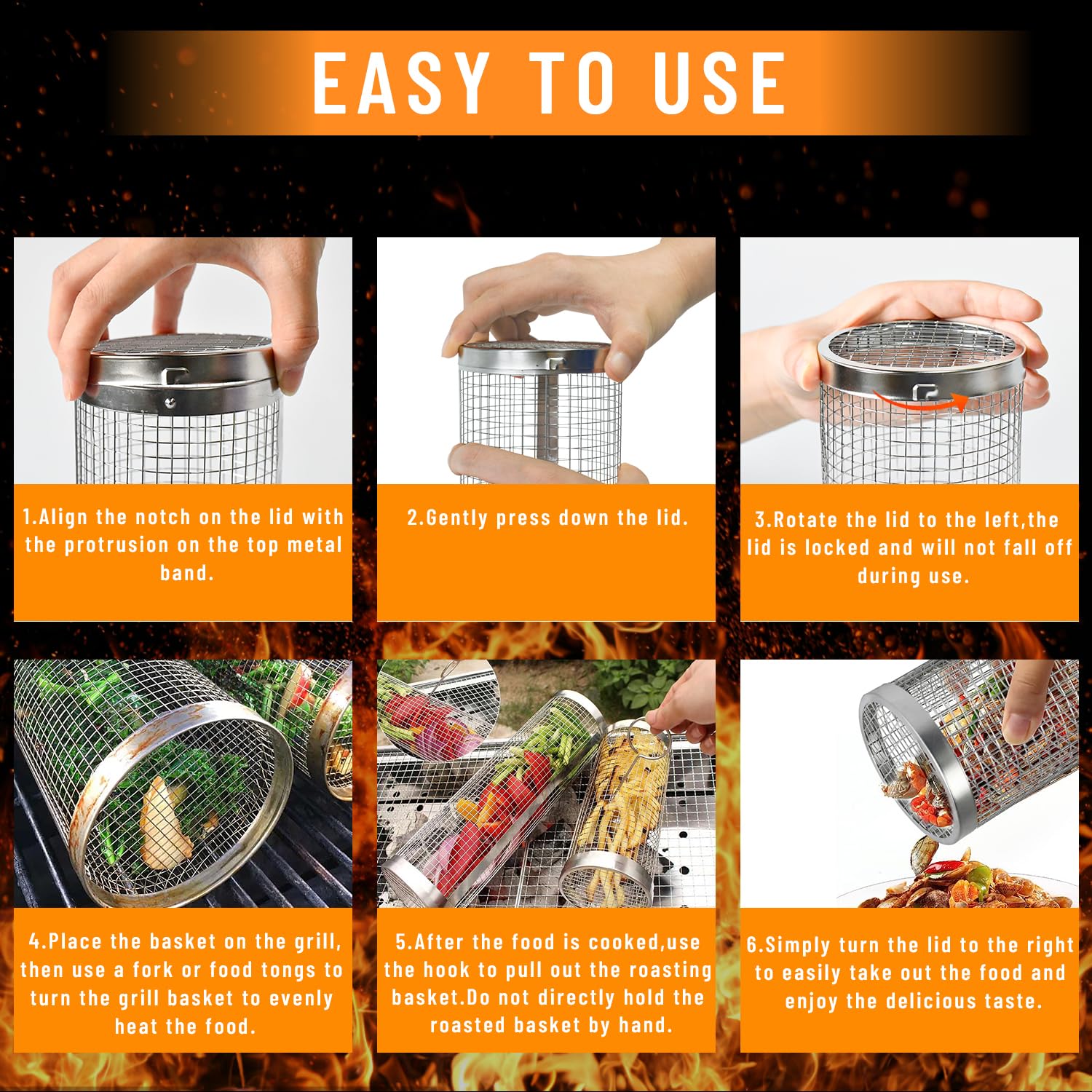 2 Pieces Rolling Grilling Bask - Camping Cooking Essentials 评论和价格